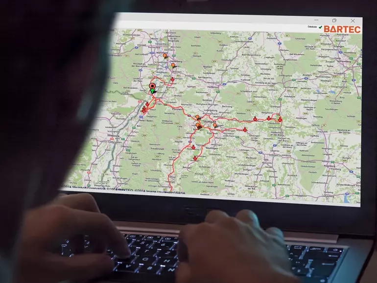 BARTEC software solution for tracking on a laptop monitor BARTEC software solution for tracking on a laptop monitor