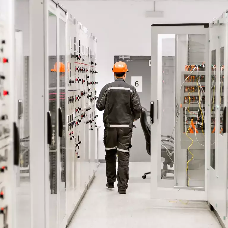 Using protective gear near switchgear cabinet
